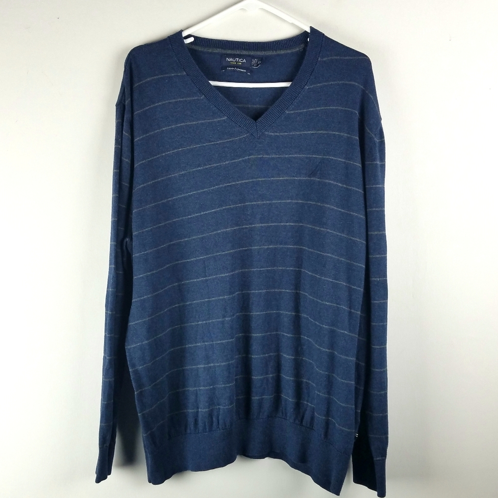 Nautica Men's Shirt Sweater Size 2XL Navy Gray